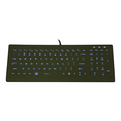 Washable Medical Industrial Silicone Backlit Keyboard with Low-profile Keys